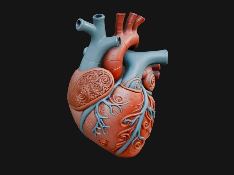 Ornate Anatomical Heart Statue Design 3 - 3D Print Model 3D Print Model