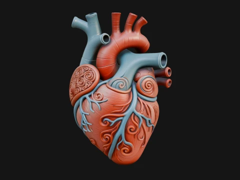Ornate Anatomical Heart Statue Design 3 - 3D Print Model 3D Print Model