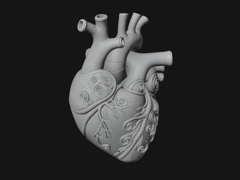 Ornate Anatomical Heart Statue Design 3 - 3D Print Model 3D Print Model