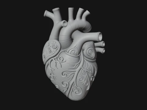 Ornate Anatomical Heart Statue Design 3 - 3D Print Model 3D Print Model