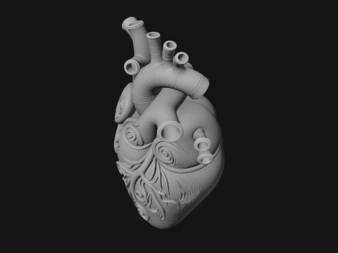 Ornate Anatomical Heart Statue Design 3 - 3D Print Model 3D Print Model