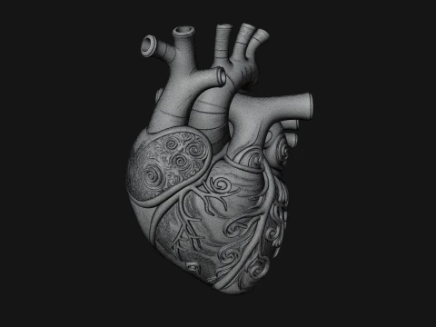 Ornate Anatomical Heart Statue Design 3 - 3D Print Model 3D Print Model
