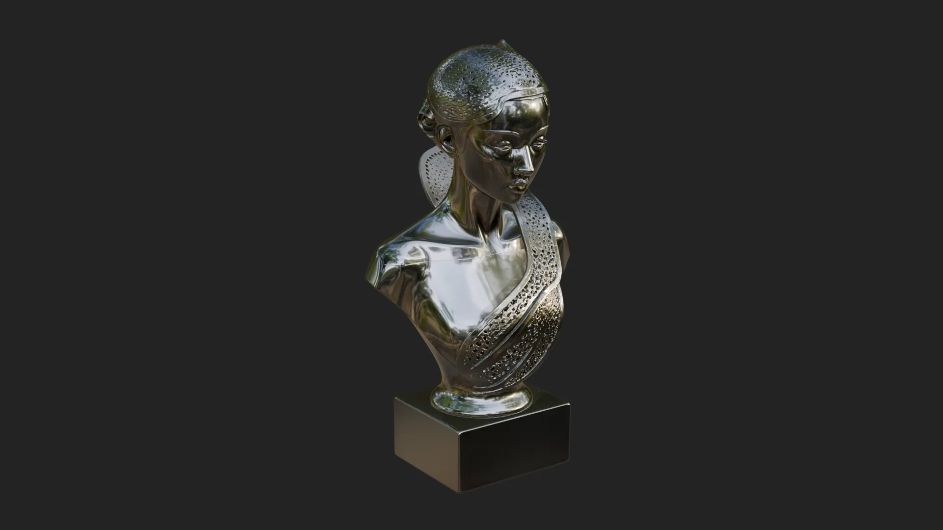 Art Deco Filigree Bust Statue Design 2 - 3D Print Model 3D Print Model .c4d .max .obj .3ds .fbx .stl .blend 