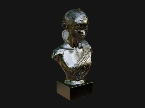 Art Deco Filigree Bust Statue Design 2 - 3D Print Model Model do druku 3D