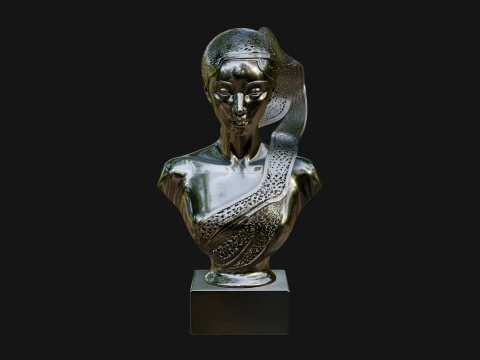 Art Deco Filigree Bust Statue Design 2 - 3D Print Model 3D Print Model