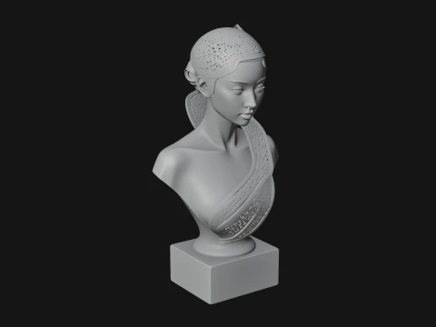 Art Deco Filigree Bust Statue Design 2 - 3D Print Model 3D Print Model