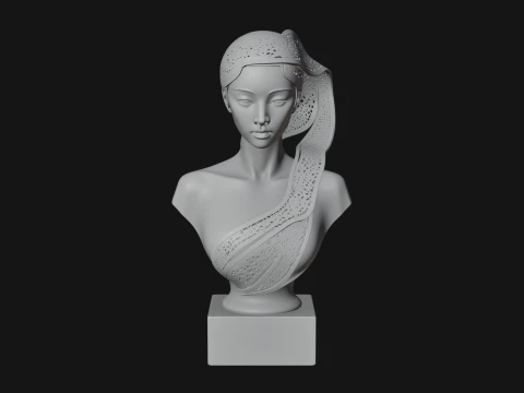 Art Deco Filigree Bust Statue Design 2 - 3D Print Model 3D Print Model