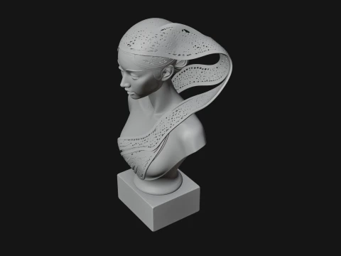 Art Deco Filigree Bust Statue Design 2 - 3D Print Model 3D Print Model