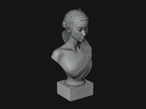 Art Deco Filigree Bust Statue Design 2 - 3D Print Model 3D Print Model
