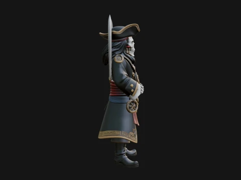 Skeleton Pirate Captain Statue Design 4 - 3D Print Model 3D Print Model