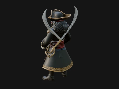 Skeleton Pirate Captain Statue Design 4 - 3D Print Model 3D Print Model