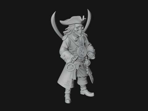 Skeleton Pirate Captain Statue Design 4 - 3D Print Model 3D Print Model