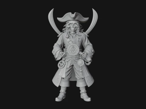 Skeleton Pirate Captain Statue Design 4 - 3D Print Model 3D Print Model