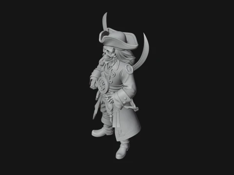Skeleton Pirate Captain Statue Design 4 - 3D Print Model 3D Print Model