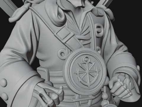 Skeleton Pirate Captain Statue Design 4 - 3D Print Model 3D Print Model