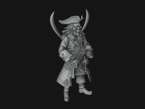Skeleton Pirate Captain Statue Design 4 - 3D Print Model 3D Print Model