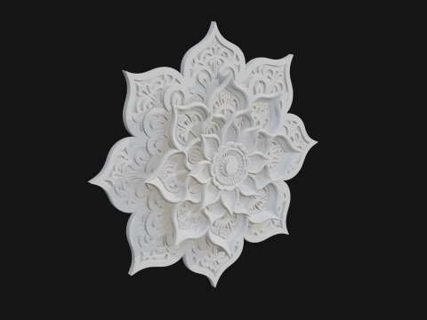 Lotus Mandala Wall Plaque Design 5 - 3D Print Model 3D Baskı Modeli