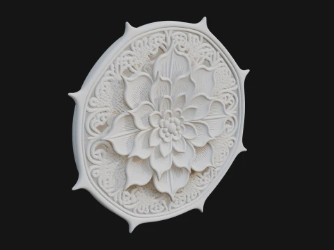 Lotus Mandala Wall Plaque Design 6 - 3D Print Model 3D Baskı Modeli