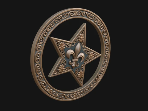 Ornate Star Wall Plaque Design 3 - 3D Print Model 3D Baskı Modeli