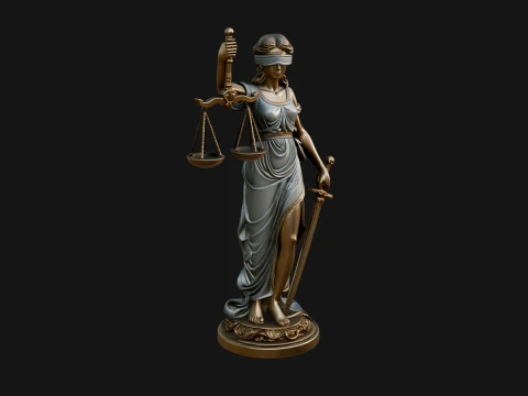 Lady Justice Statue Design 5 - 3D Print Model 3D Принт Модель