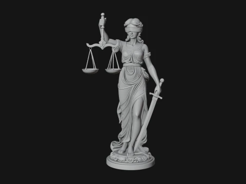 Lady Justice Statue Design 5 - 3D Print Model 3D Print Model