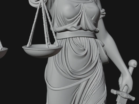 Lady Justice Statue Design 5 - 3D Print Model 3D Print Model