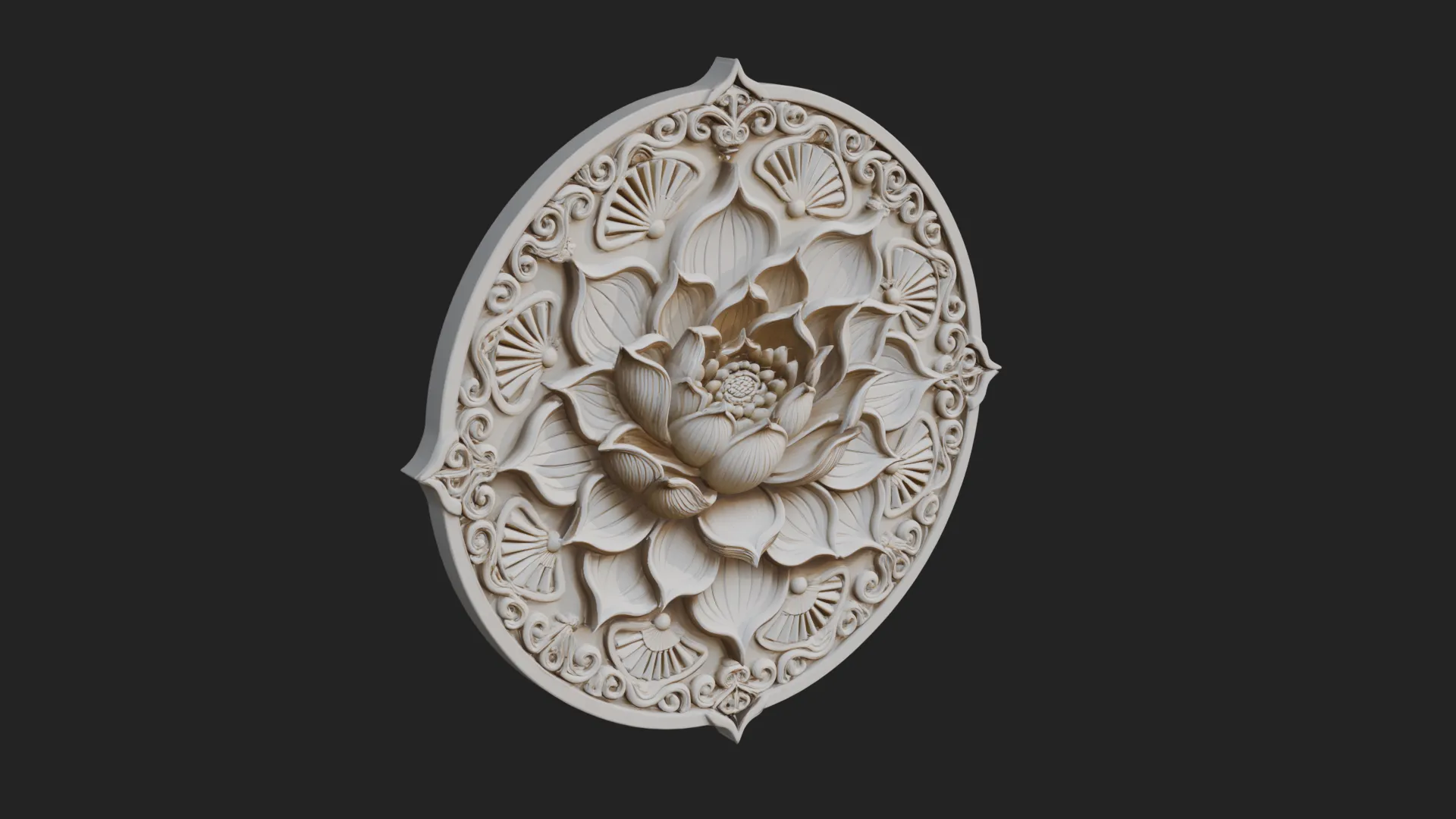 Lotus Mandala Wall Plaque Design 7 - 3D Print Model 3D Print Model .c4d .max .obj .3ds .fbx .stl .blend