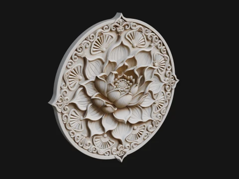Lotus Mandala Wall Plaque Design 7 - 3D Print Model 3D Druckmodell