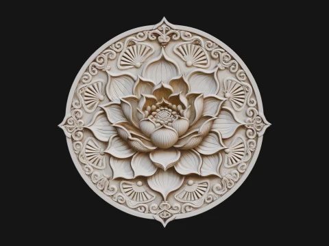 Lotus Mandala Wall Plaque Design 7 - 3D Print Model 3D Print Model