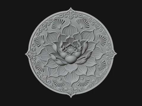 Lotus Mandala Wall Plaque Design 7 - 3D Print Model 3D Print Model
