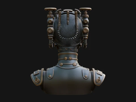 Steampunk Clockwork Head Bust Design 4 - 3D Print Model 3D Print Model