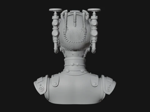 Steampunk Clockwork Head Bust Design 4 - 3D Print Model 3D Print Model