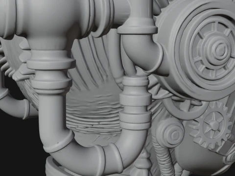 Steampunk Clockwork Head Bust Design 4 - 3D Print Model 3D Print Model