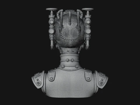 Steampunk Clockwork Head Bust Design 4 - 3D Print Model 3D Print Model