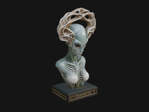 Alien Queen Bust Statue Design 6 - 3D Print Model 3D Print Model