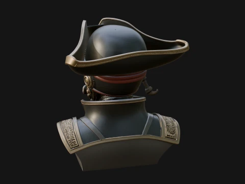 Steampunk Pirate Captain Bust Statue Design 2 - 3D Print Model 3D Baskı Modeli