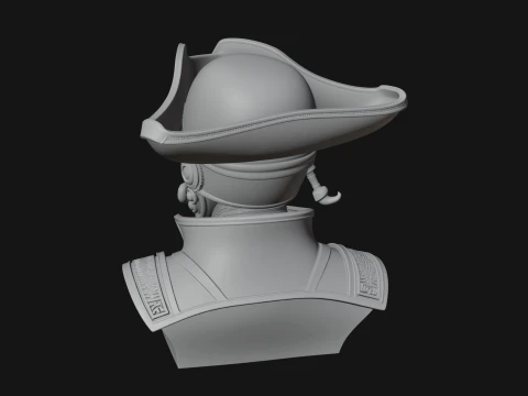 Steampunk Pirate Captain Bust Statue Design 2 - 3D Print Model 3D Baskı Modeli