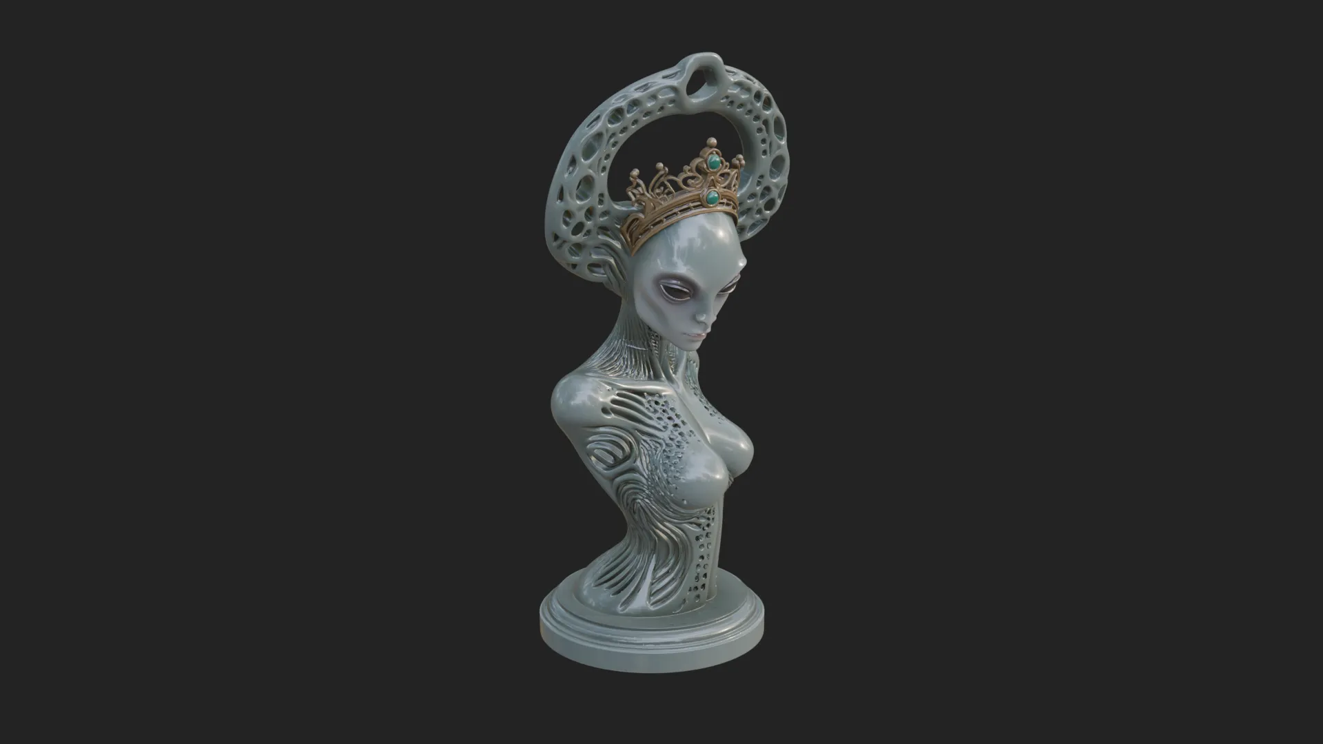 Elegant Alien Queen Statue Design 4 - 3D Print Model 3D Print Model .c4d .max .obj .3ds .fbx .stl .blend 