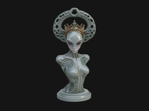 Elegant Alien Queen Statue Design 4 - 3D Print Model 3D Print Model