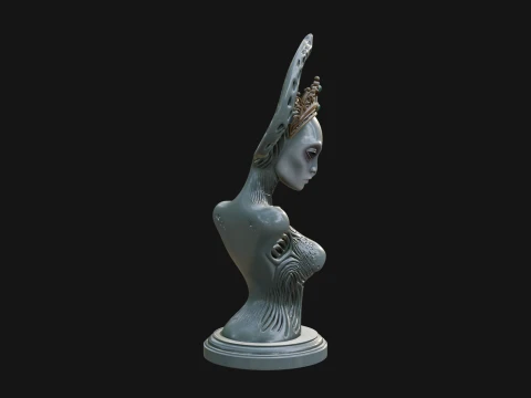 Elegant Alien Queen Statue Design 4 - 3D Print Model 3D Print Model