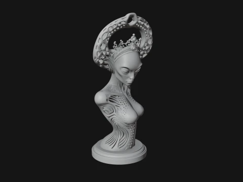 Elegant Alien Queen Statue Design 4 - 3D Print Model 3D Print Model