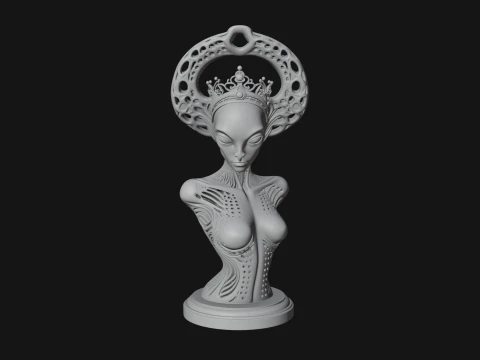 Elegant Alien Queen Statue Design 4 - 3D Print Model 3D Print Model