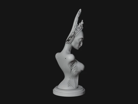 Elegant Alien Queen Statue Design 4 - 3D Print Model 3D Print Model
