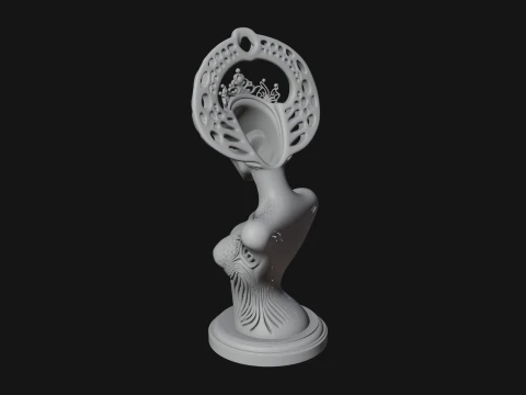 Elegant Alien Queen Statue Design 4 - 3D Print Model 3D Print Model
