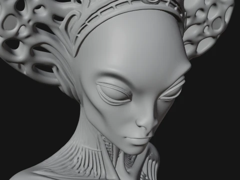 Elegant Alien Queen Statue Design 4 - 3D Print Model 3D Print Model