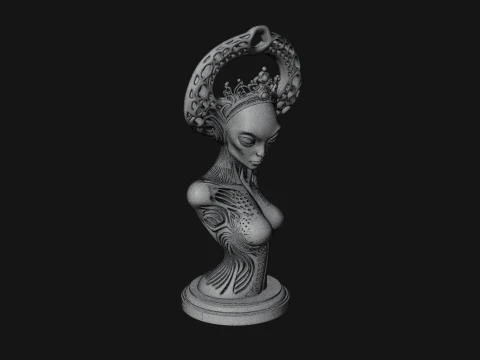 Elegant Alien Queen Statue Design 4 - 3D Print Model 3D Print Model