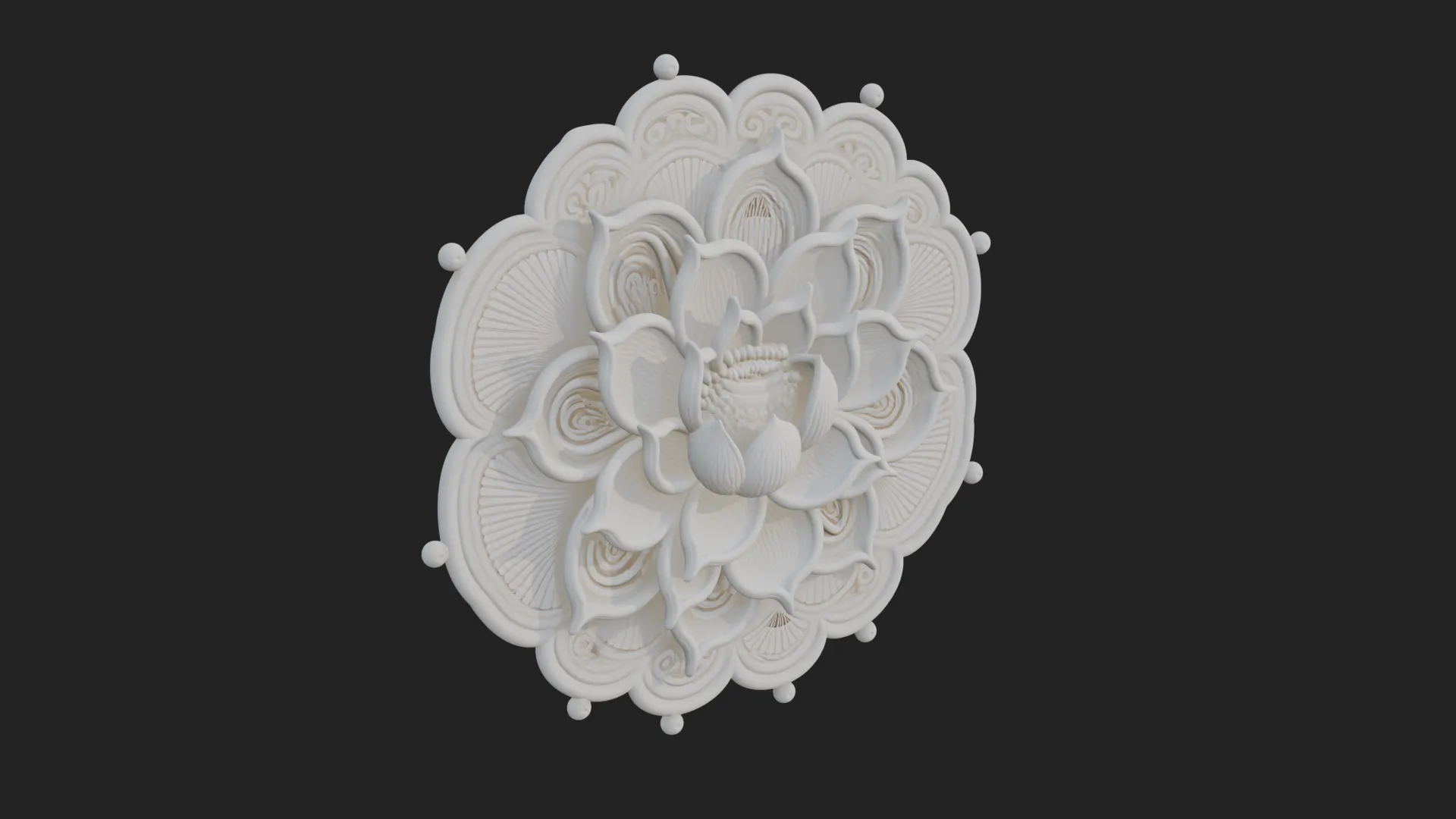 Lotus Mandala Wall Plaque Design 8 - 3D Print Model 3D Print Model .c4d .max .obj .3ds .fbx .stl .blend 
