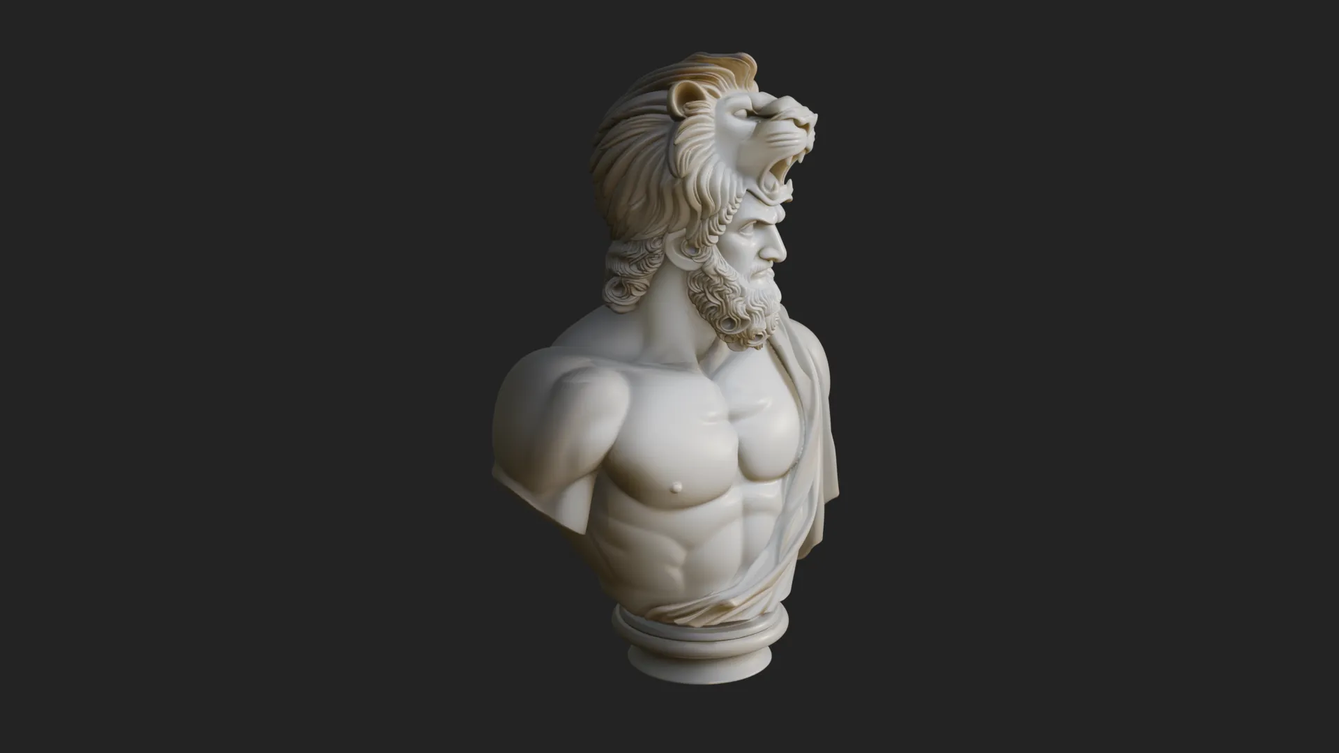Hercules Lion Pelt Bust Statue Design 3 - 3D Print Model 3D Druckmodell .c4d .max .obj .3ds .fbx .stl .blend 