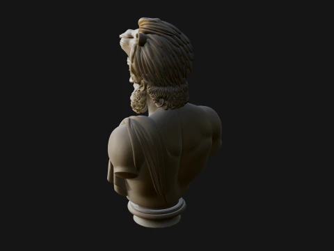 Hercules Lion Pelt Bust Statue Design 3 - 3D Print Model 3D Druckmodell