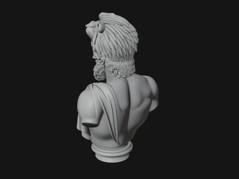 Hercules Lion Pelt Bust Statue Design 3 - 3D Print Model 3D Druckmodell